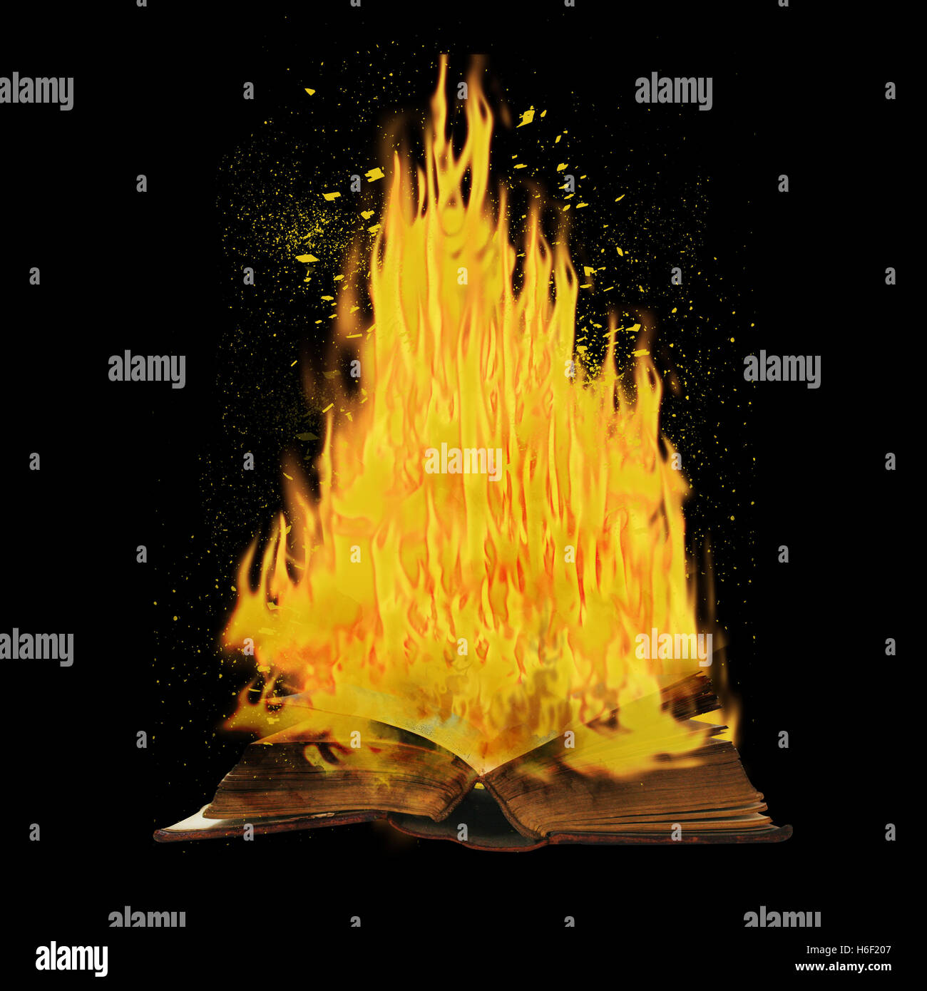 Burning book. Lots of flames Stock Photo Alamy