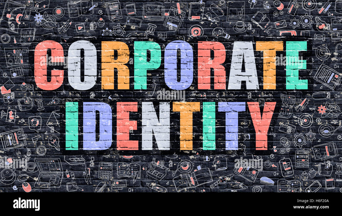 Corporate Identity Concept with Doodle Design Icons. Stock Photo