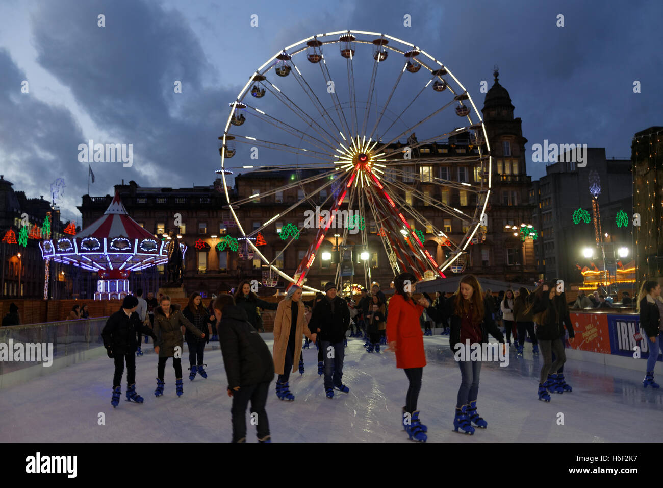 Glasgow Christmas celebration Square lights ice skating party