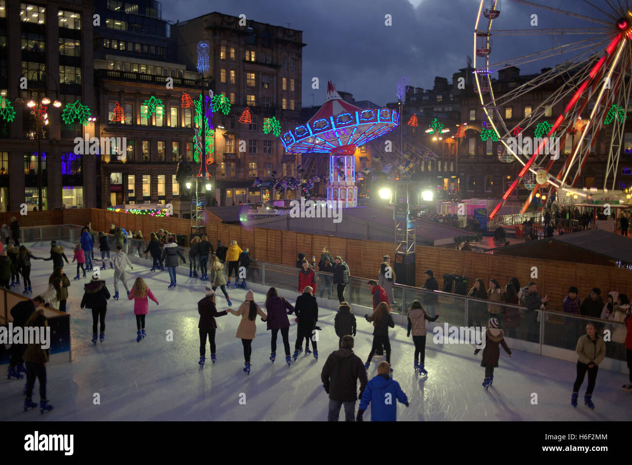 Glasgow Christmas celebration Square lights ice skating party