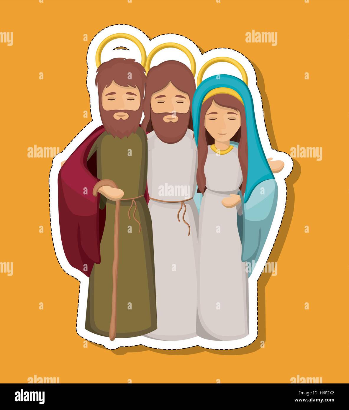 jesus mary and joseph cartoon icon. Holy night family christmas and ...