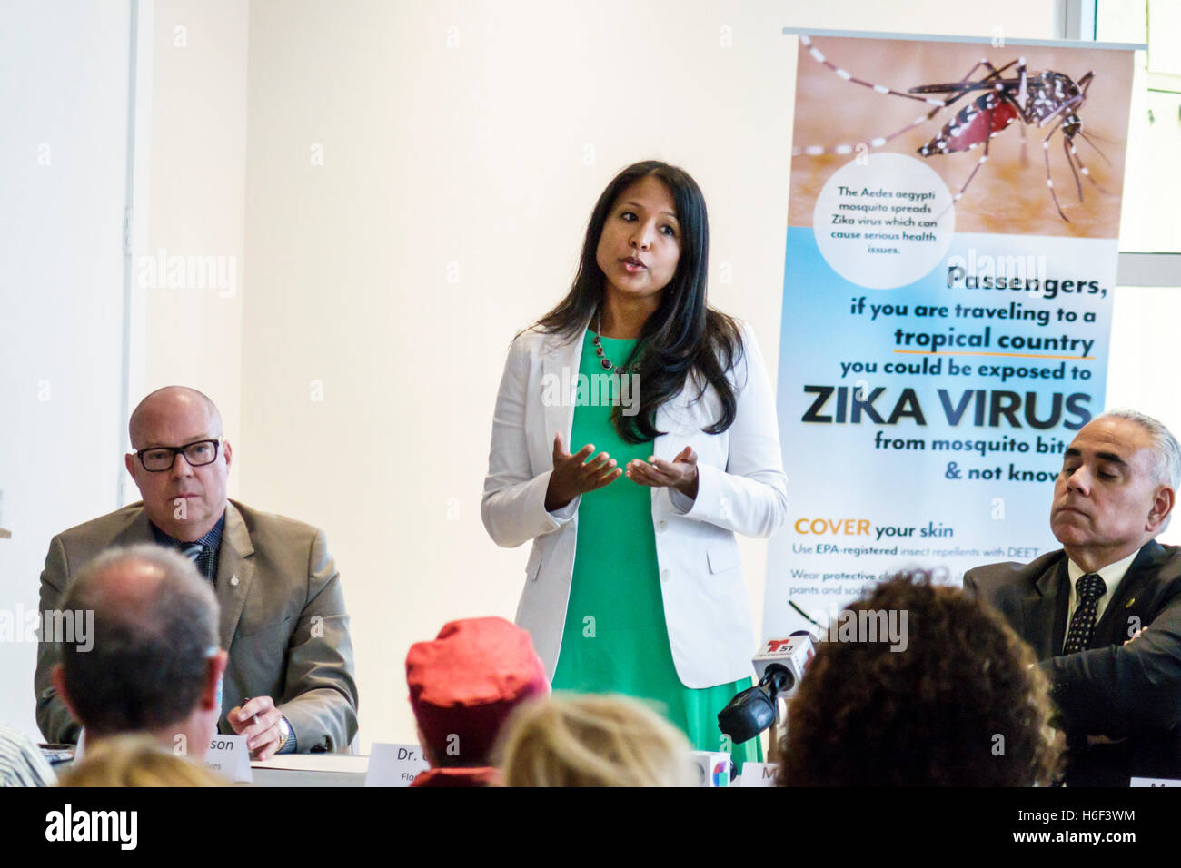 Miami Beach Florida,Waverly Condominiums,Zika Virus Town Hall Meeting,Surgeon General & Secretary,Celeste Philip,speaking,Hispanic adult adults,woman Stock Photo