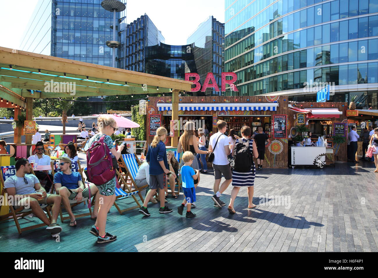 London Riviera, the summer pop up bar and kitchen, at More London Riverside, in Southwark, England, UK Stock Photo