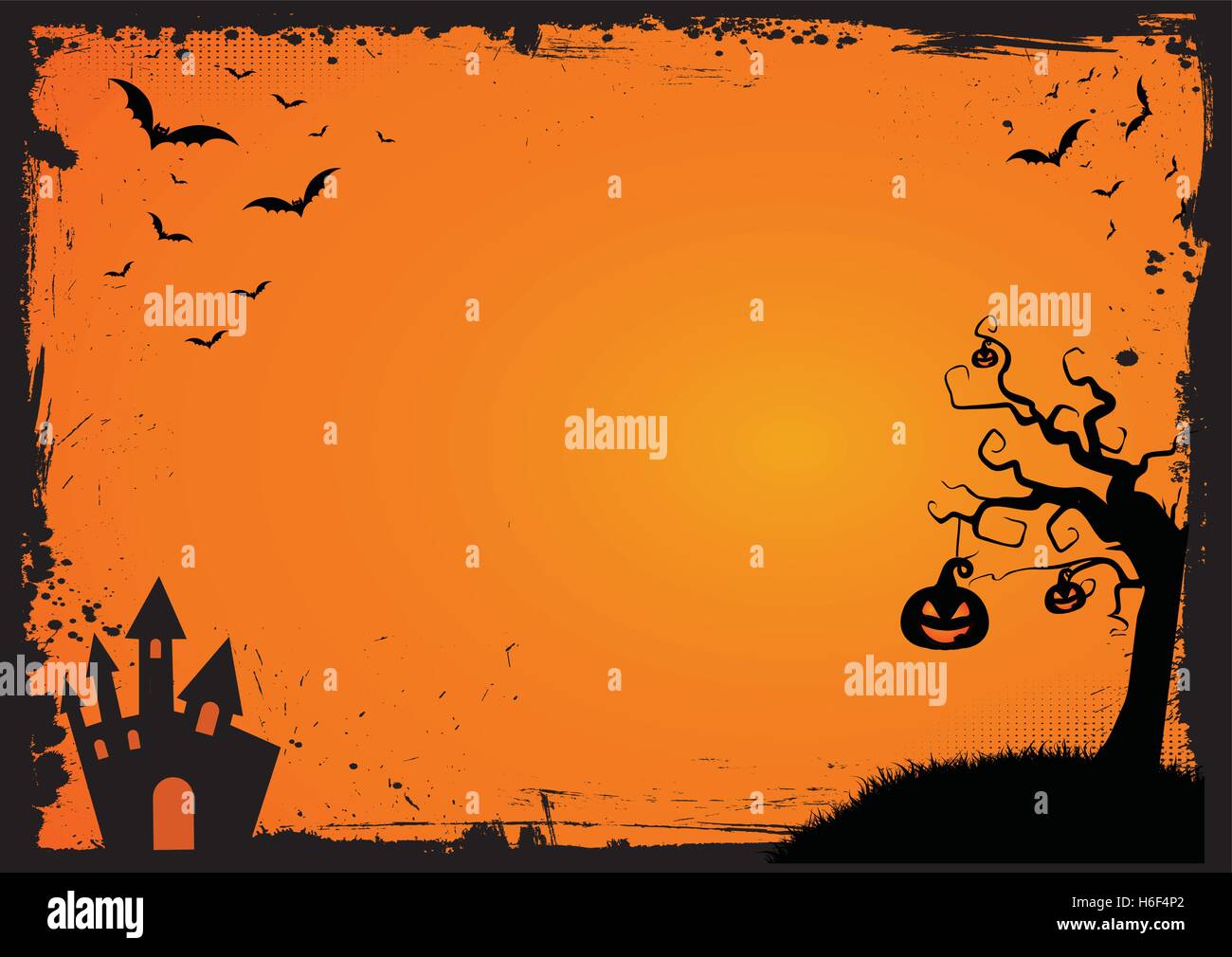 Horizontal Halloween element with border and background template Stock ...