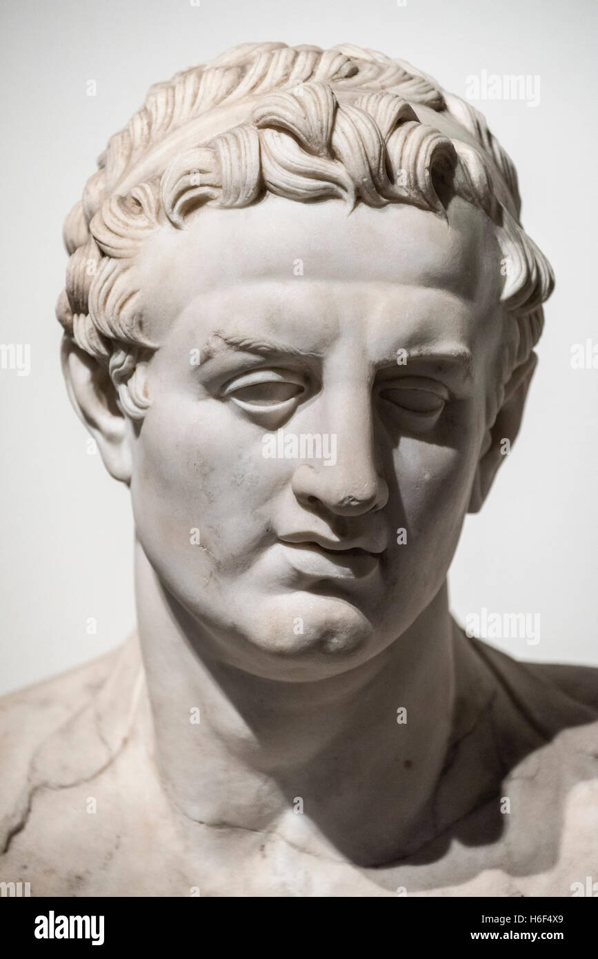 Naples. Italy. Bust of Ptolemy III Euergetes from the Villa of the Papyri, Herculaneum.  Museo Archeologico Nazionale di Napoli. Stock Photo