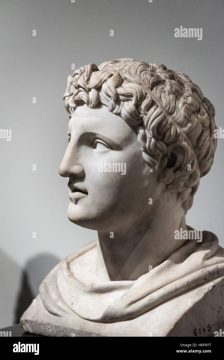 Naples. Italy. Bust (1st C AD) of Demetrius I of Macedon (ca. 336 BC ...