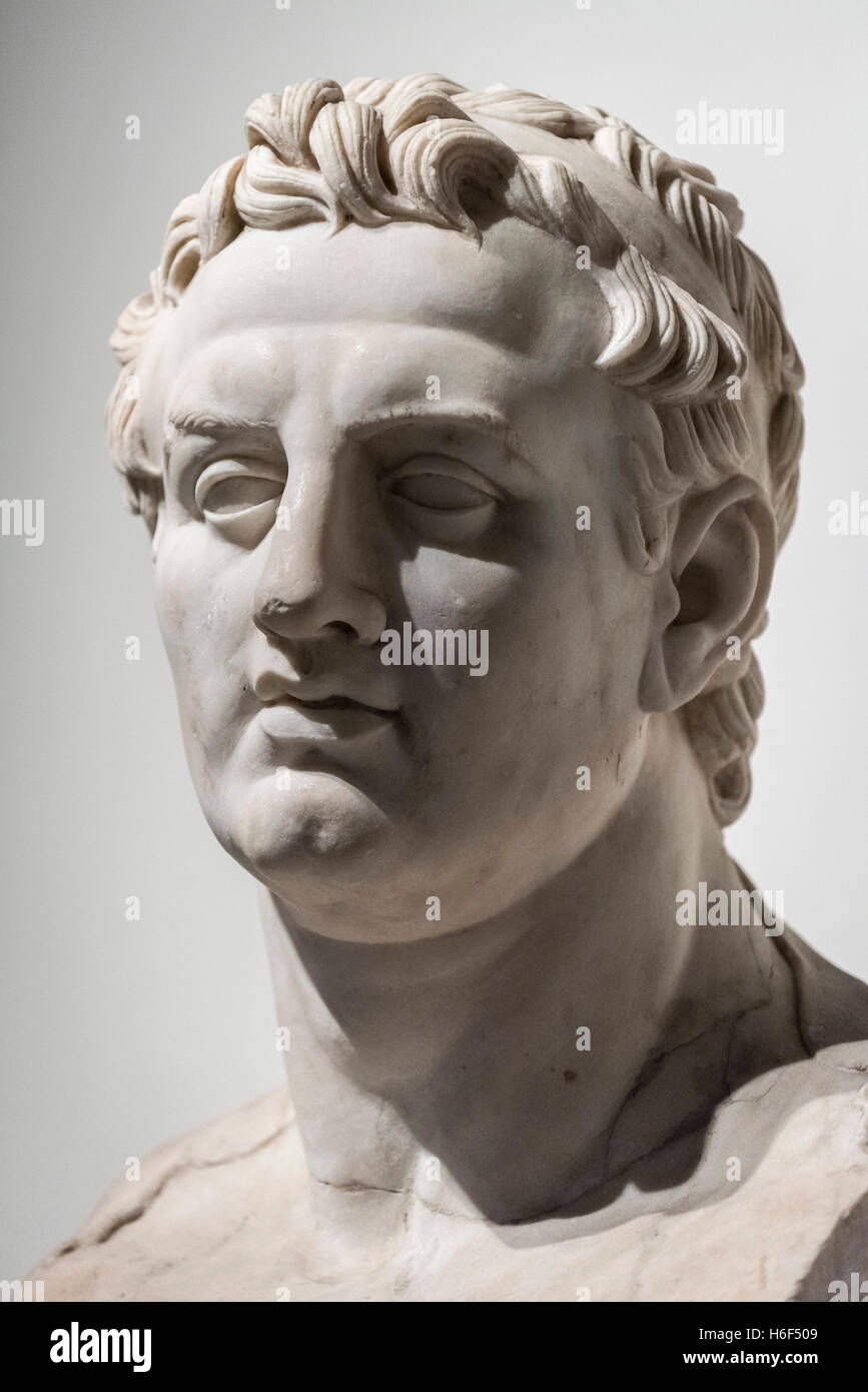 Naples. Italy. Bust of Ptolemy III Euergetes from the Villa of the Papyri, Herculaneum.  Museo Archeologico Nazionale di Napoli. Stock Photo