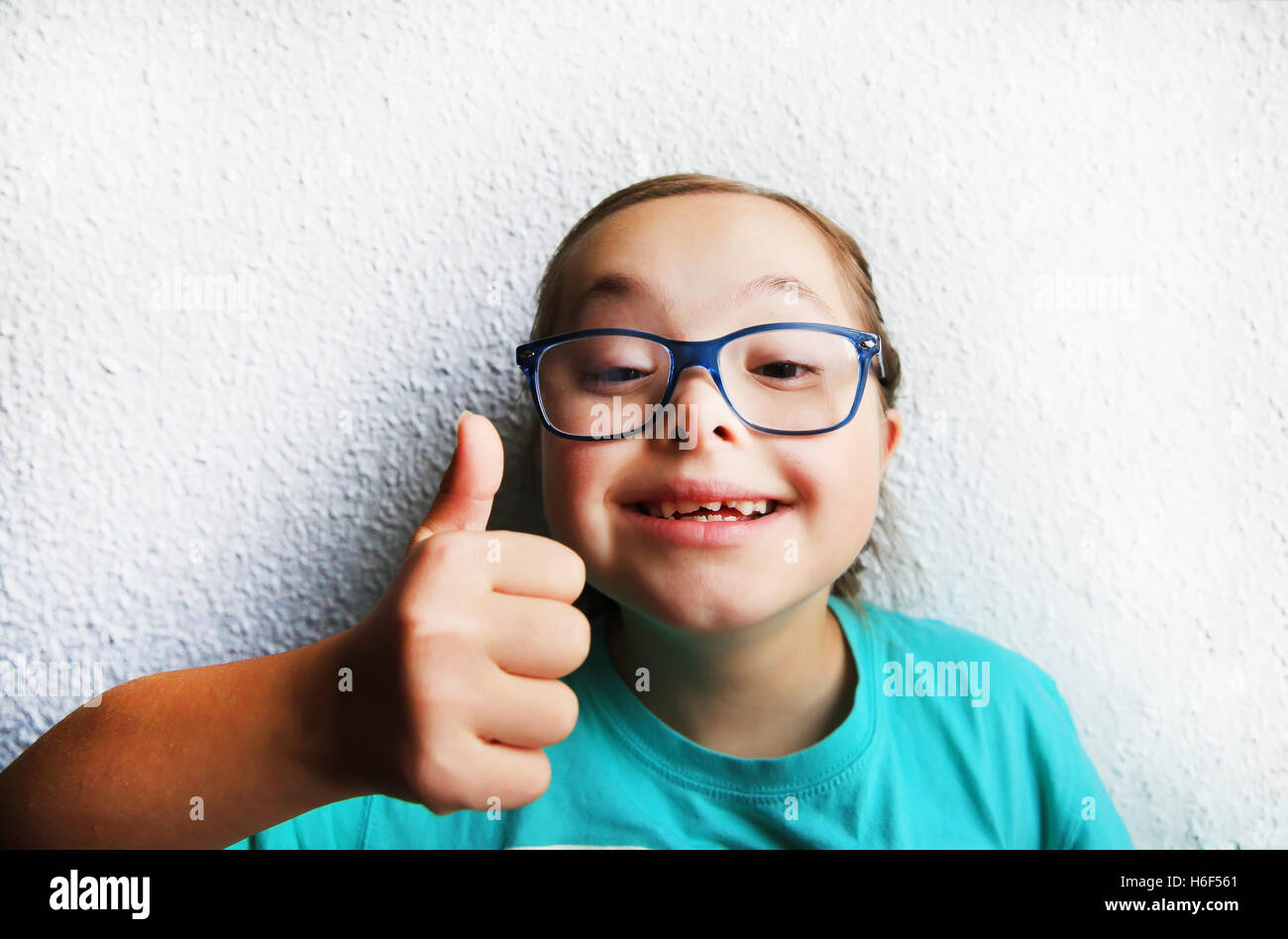 Portrait of beautiful girl with glasses Stock Photo Alamy