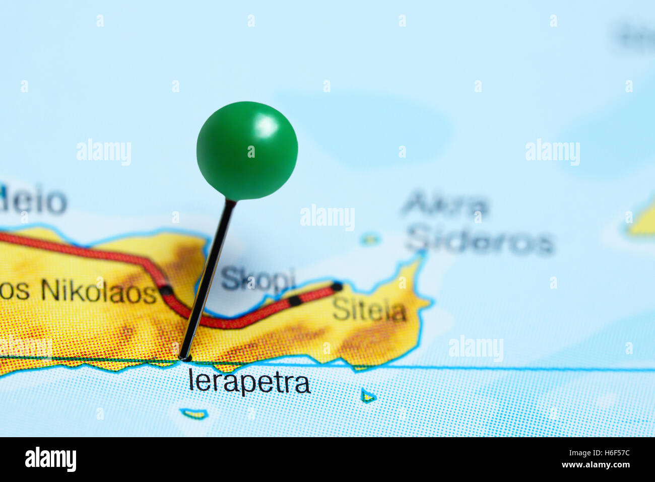 Ierapetra pinned on a map of Greece Stock Photo