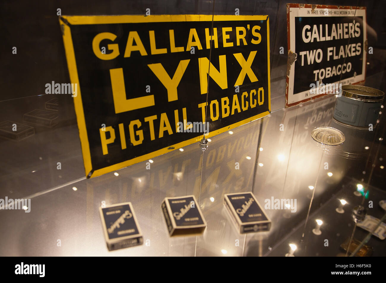 Ireland, North, Belfast, Titanic quarter visitor attraction, tobacco display. Stock Photo