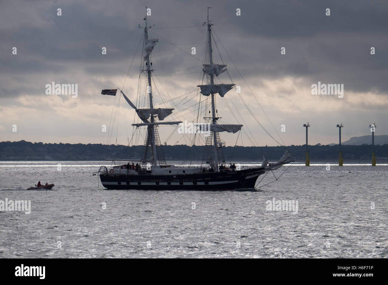Sea Cadet training ship 'Royalist' sails through the Portsmouth Harbour Approaches Stock Photo