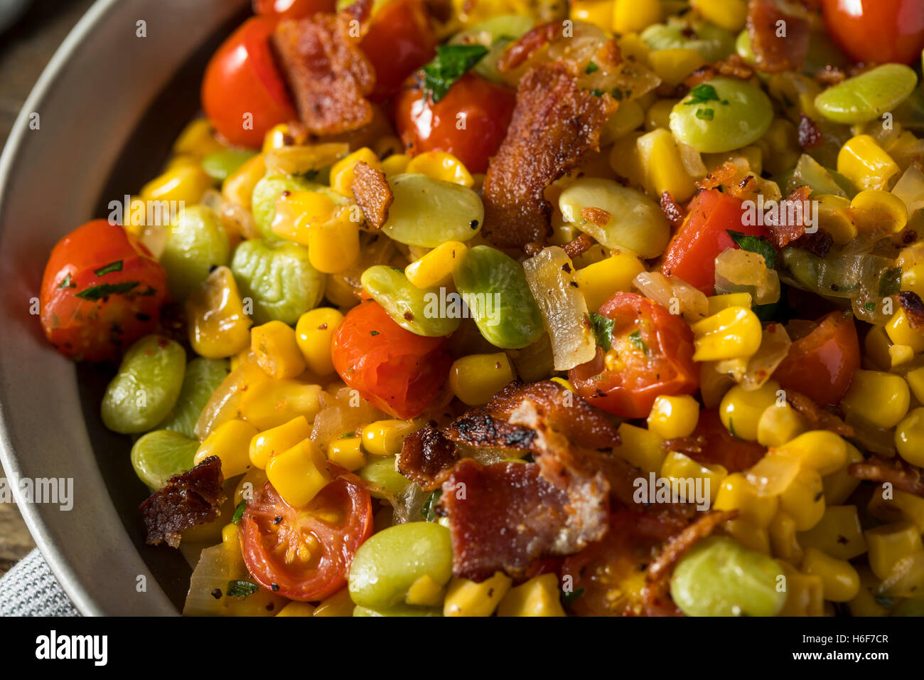 Homemade Succotash with Lima Beans Corn and Bacon Stock Photo Alamy