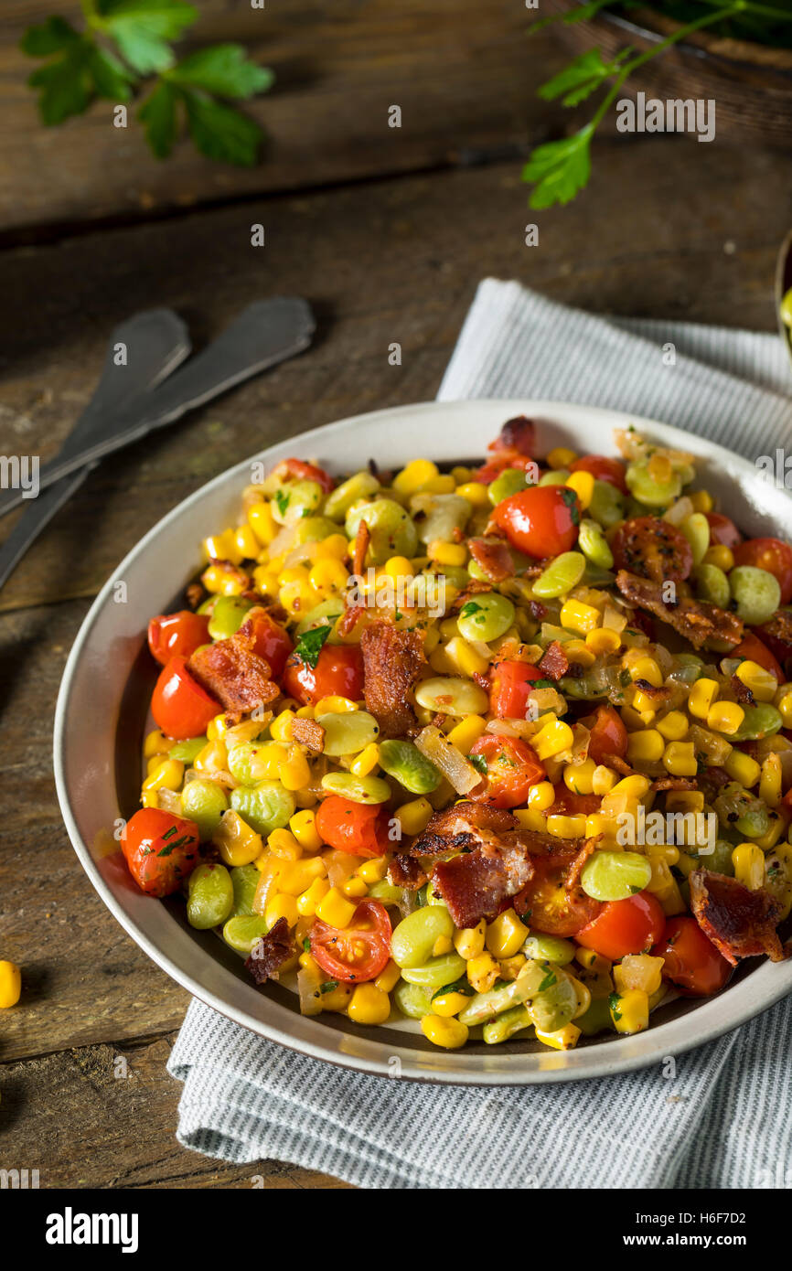 Homemade Succotash with Lima Beans Corn and Bacon Stock Photo Alamy