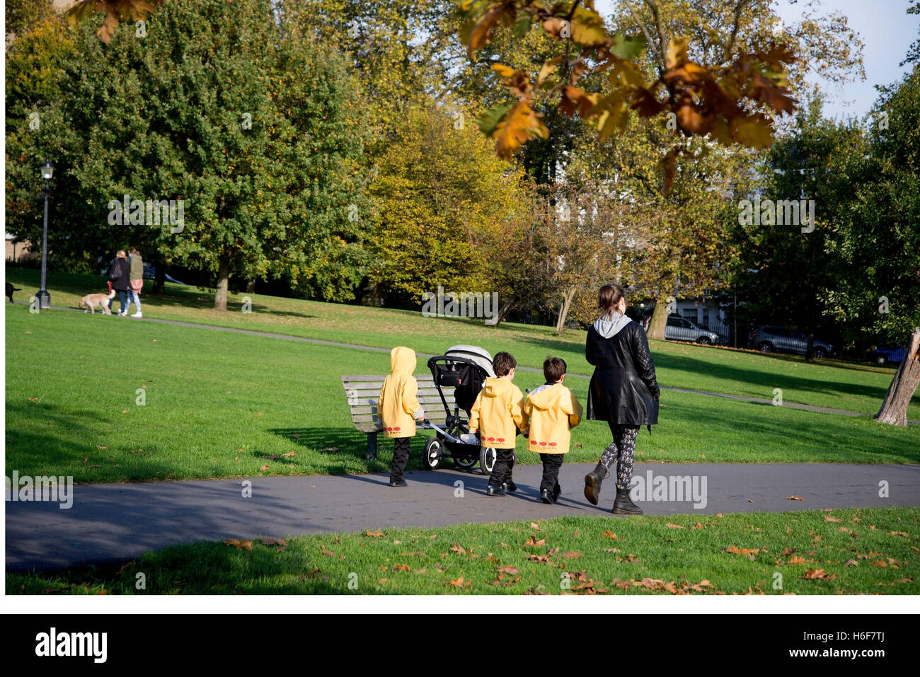 Enjoying a sunny Autumn walk in Primrose Hill, London Stock Photo