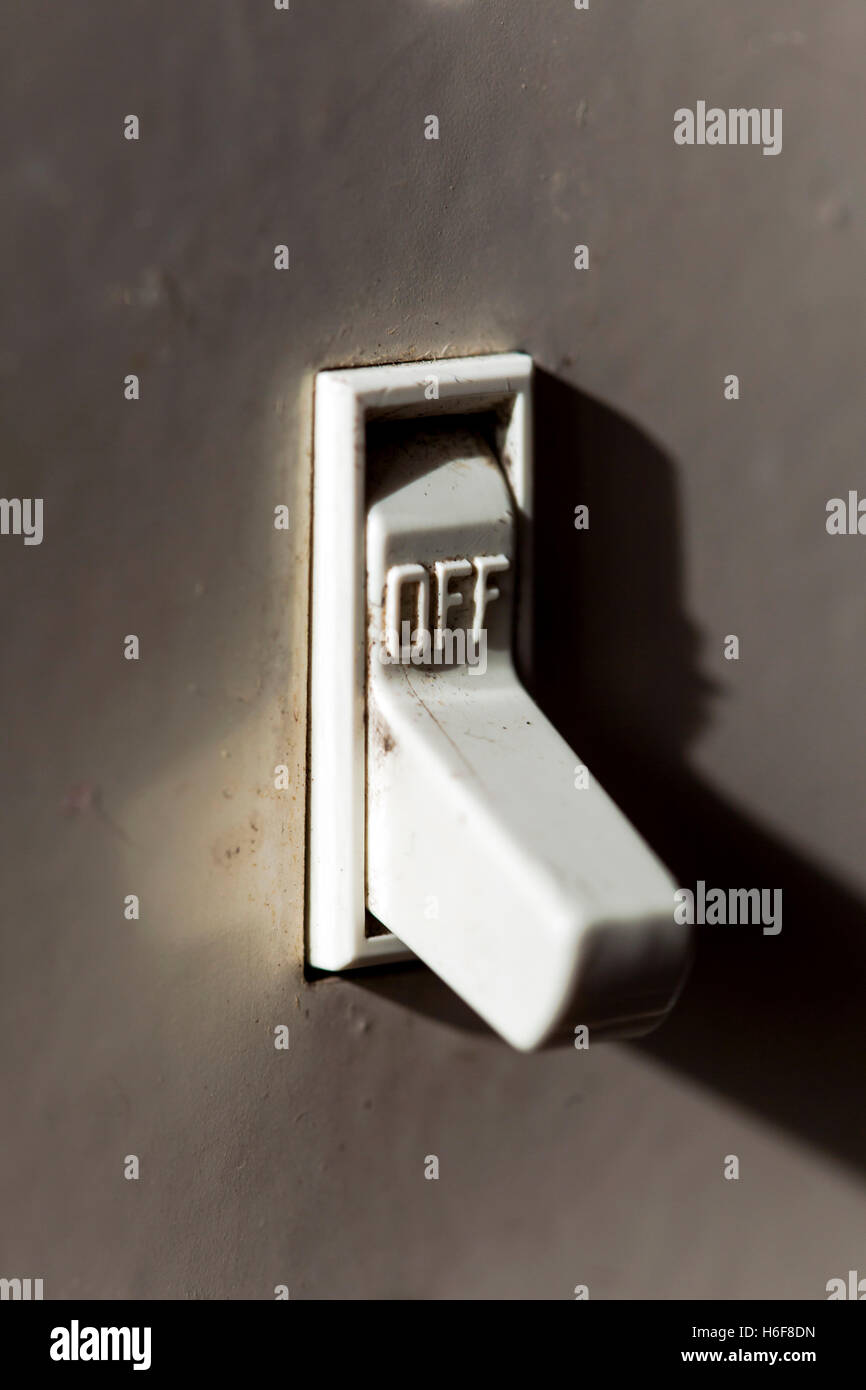Macro shot of a light switch turned off Stock Photo