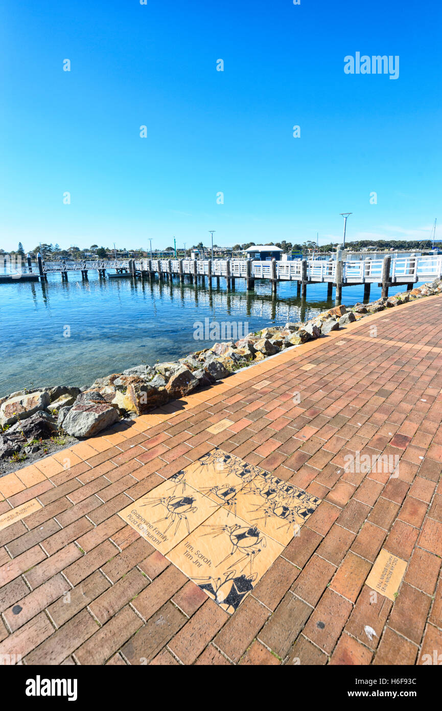 Decorated pavement near Merimbula Marina, Sapphire Coast, New South Wales, NSW, Australia Stock Photo