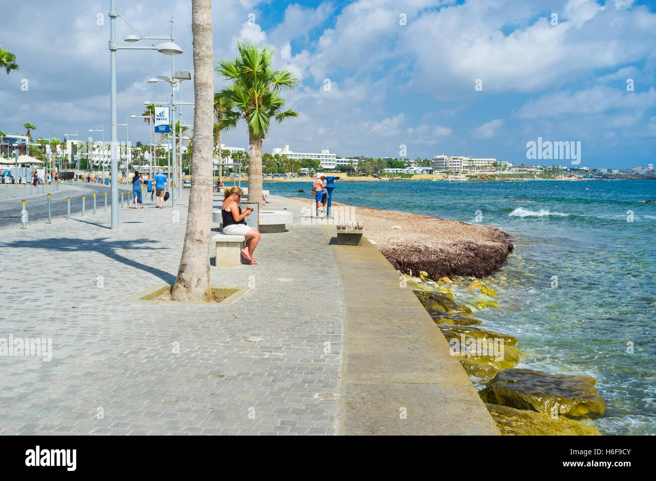 The Poseidonos Ave is the main city promenade and the best place for daily walks, Pafos, Cyprus Stock Photo