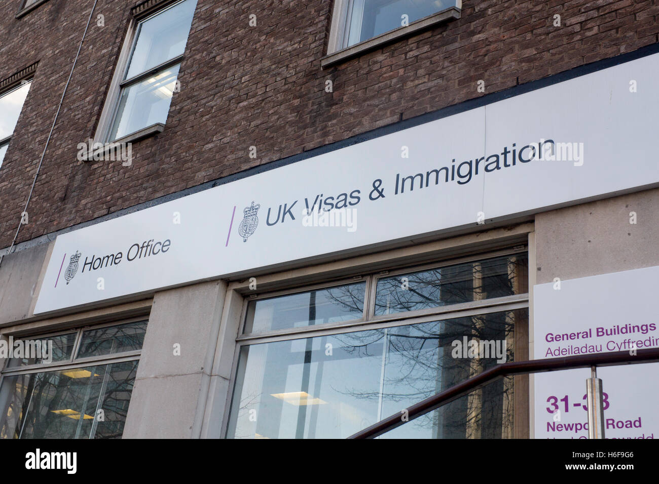 Home Office UK Visas and Immigration office sign Cardiff Wales UK Stock Photo