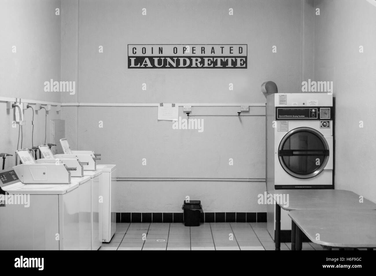 CoinOperated Launderette empty no people with washing machines