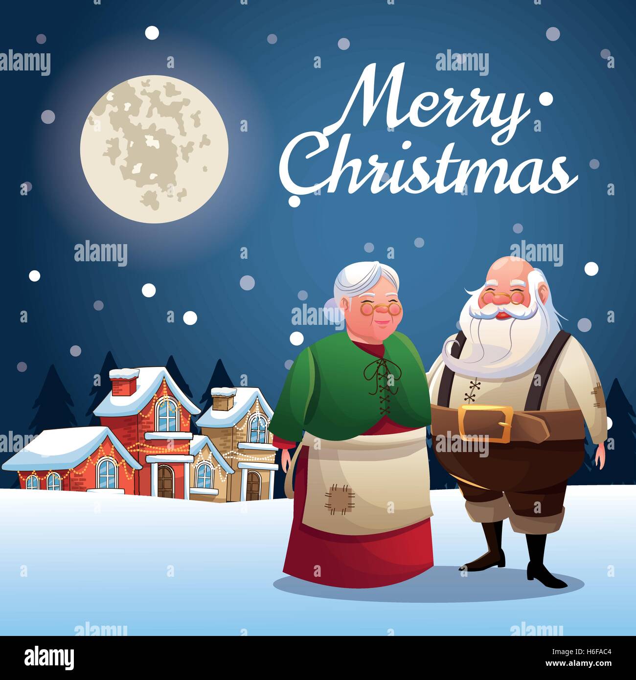 Santa and wife cartoon of Christmas season Stock Image
