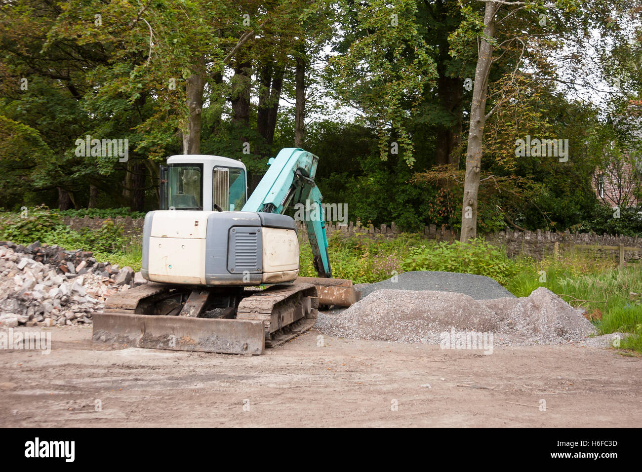 excavator digger in rural location Stock Photo