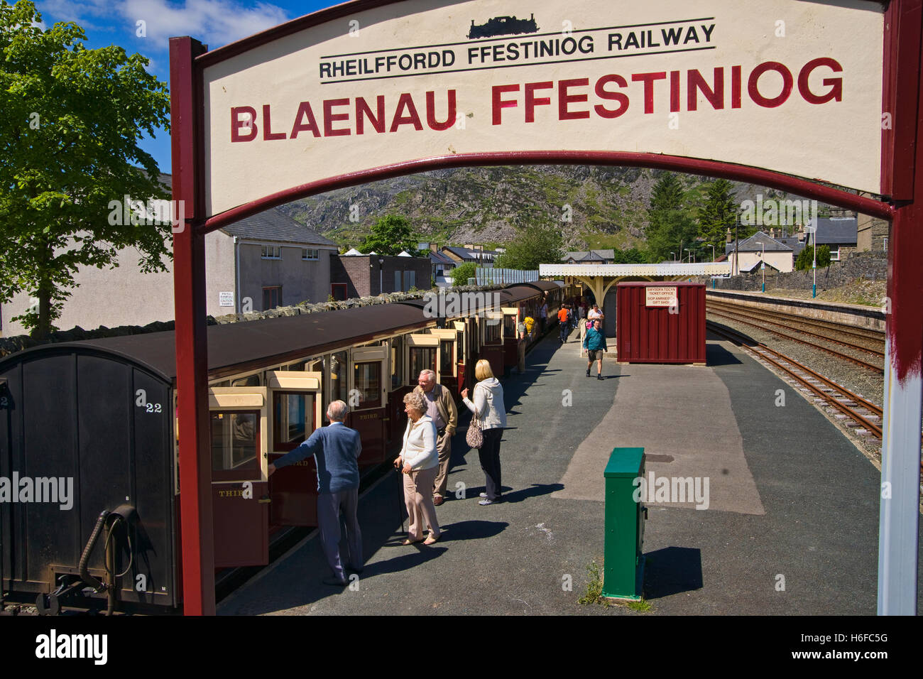 Ffestiniog railway Station, Blaenau Ffestiniog, Snowdonia, north Wales Stock Photo