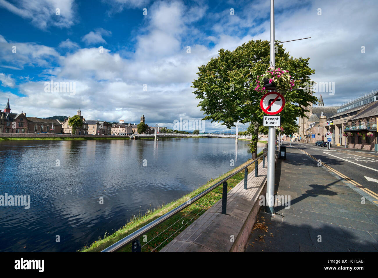 Inverness city centre, beside River Ness, Highlands, Scotland Stock