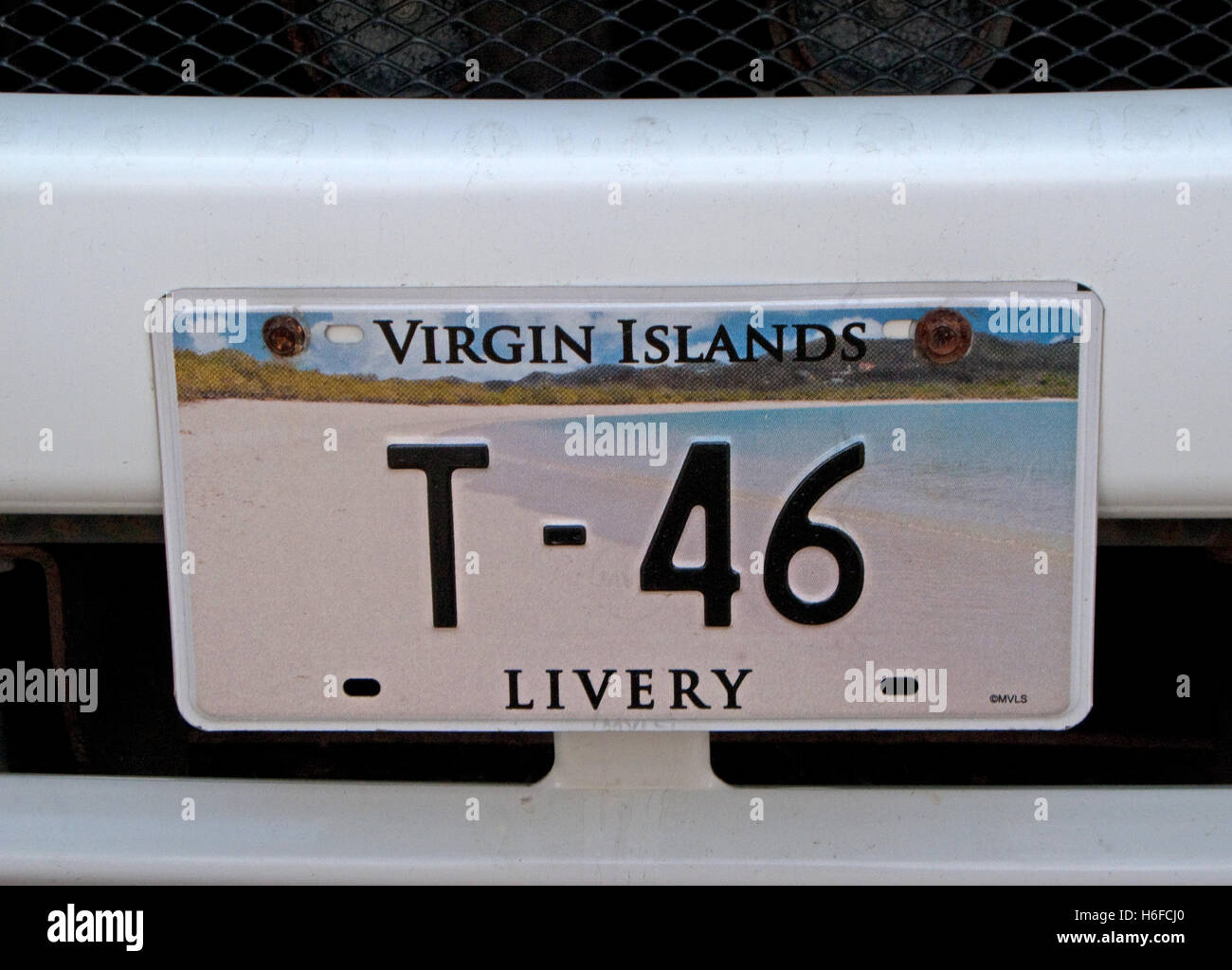 Car Number Plate, British Virgin Island, Pussers Landing, Tortola, Caribbean, West Indies, Stock Photo