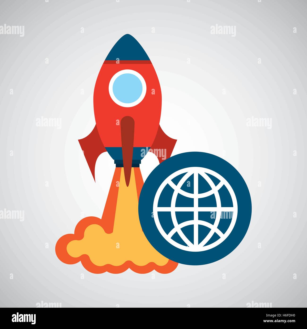 rocket launch start up business globe graphic vector illustration Stock ...
