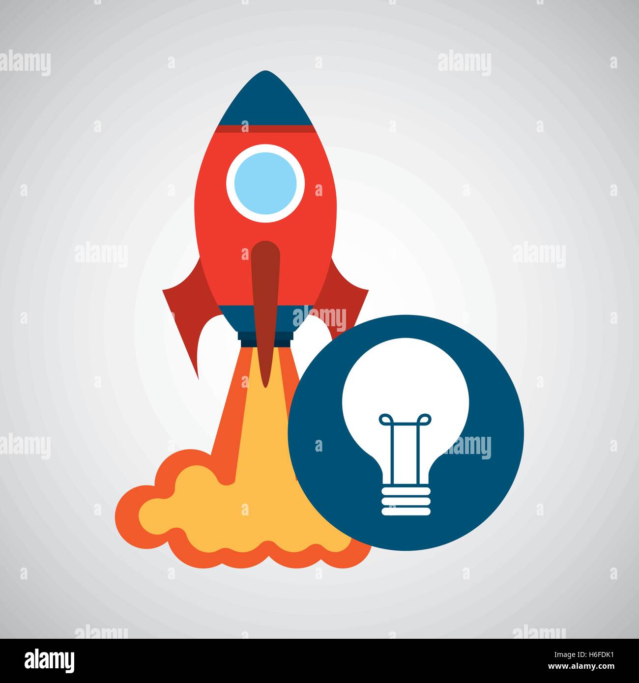 rocket launch start up business idea bulb graphic vector illustration ...