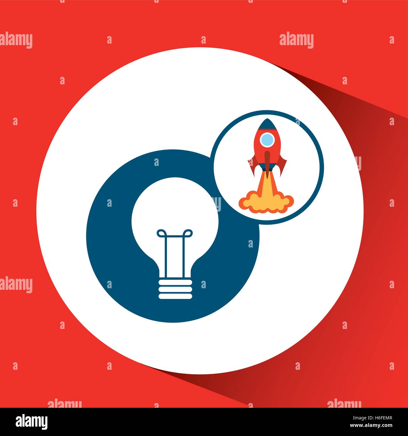 rocket launch start up business idea bulb graphic vector illustration ...