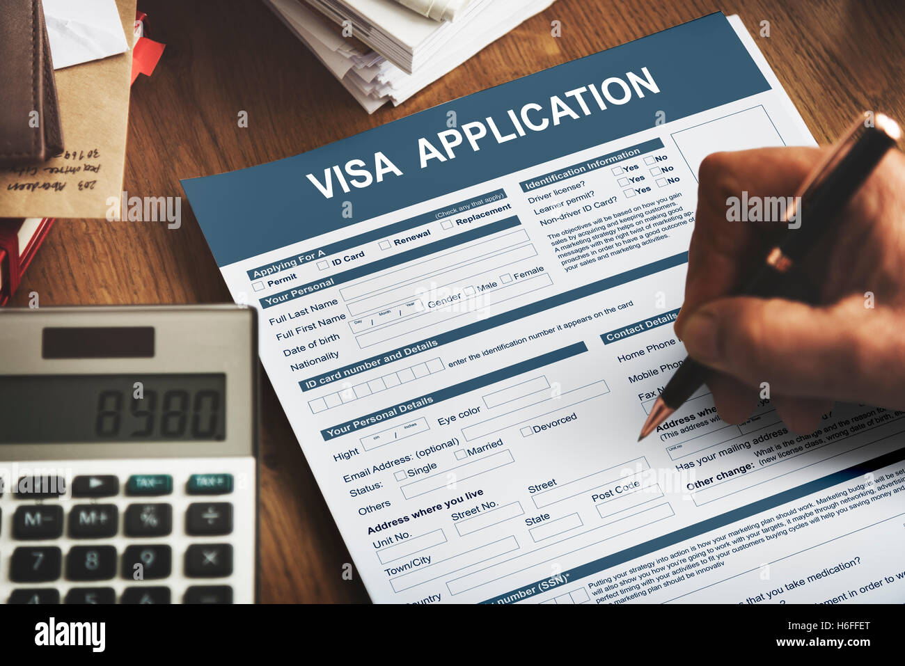 Visa Application Form Immigration Concept Stock Photo
