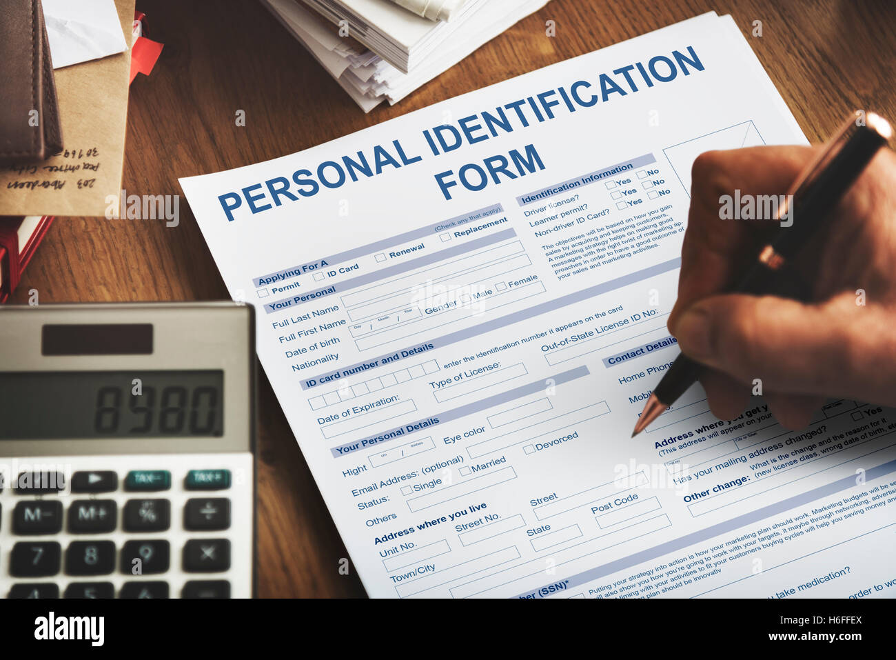Personal Identification Form Application Concept Stock Photo Alamy