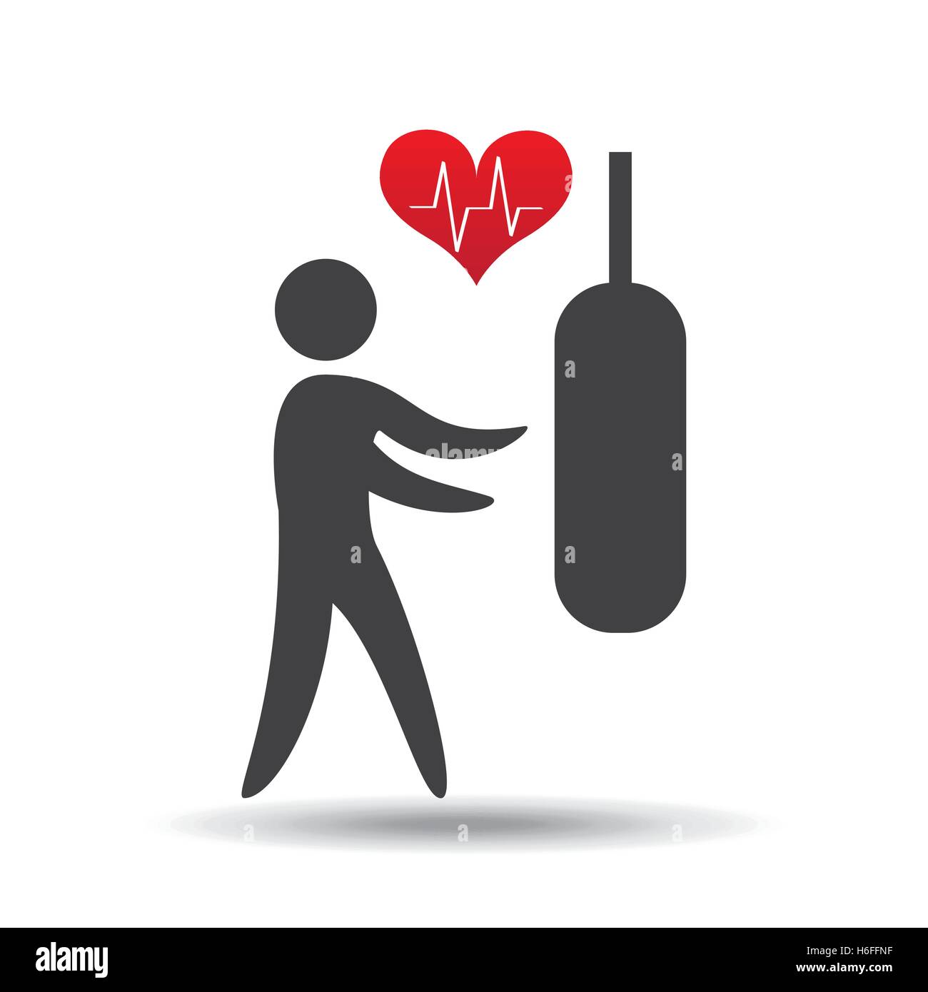 athlete silhouette heart beat workout vector illustration Stock Vector ...