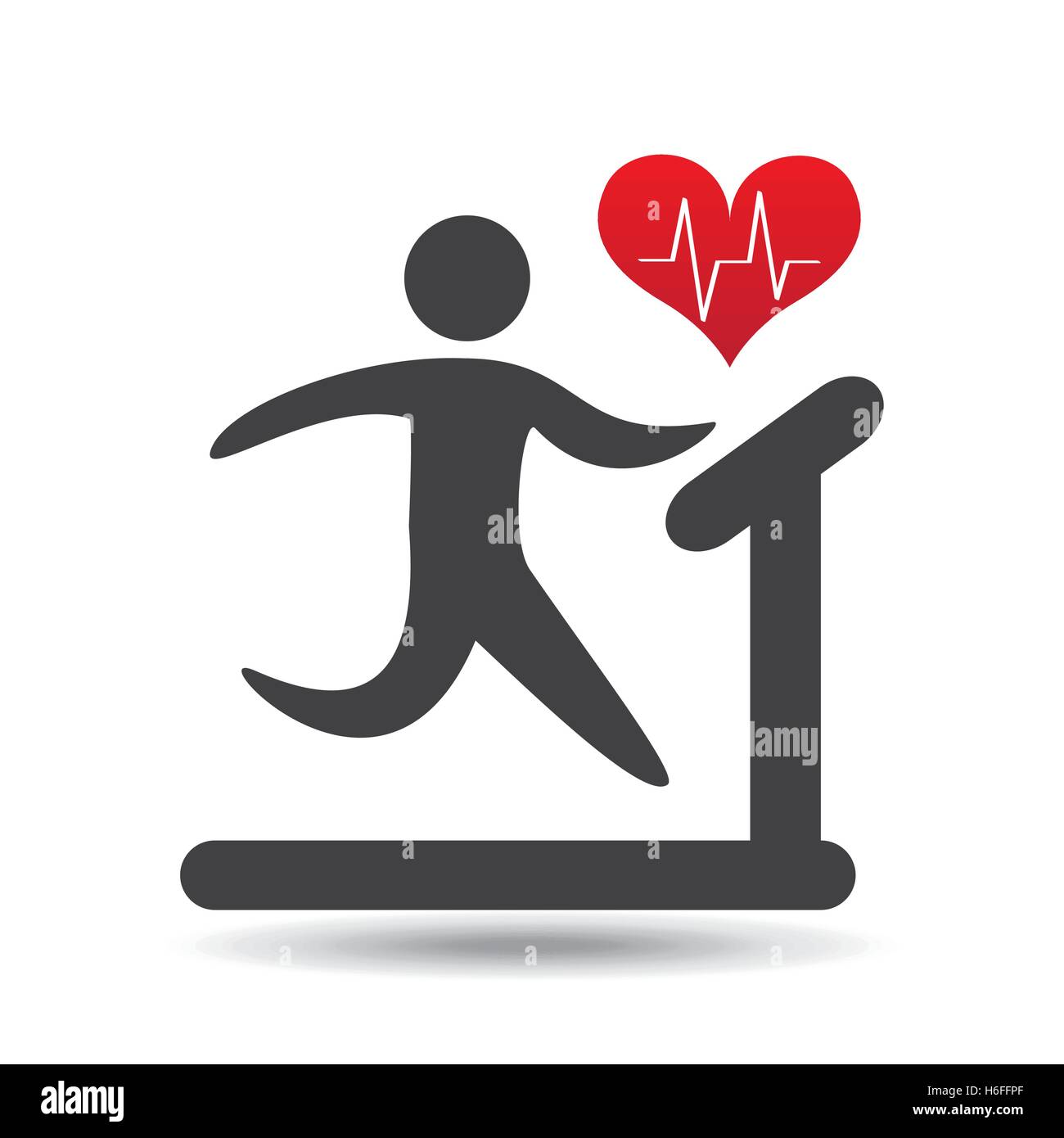 athlete silhouette heart beat walking machine vector illustration Stock Vector