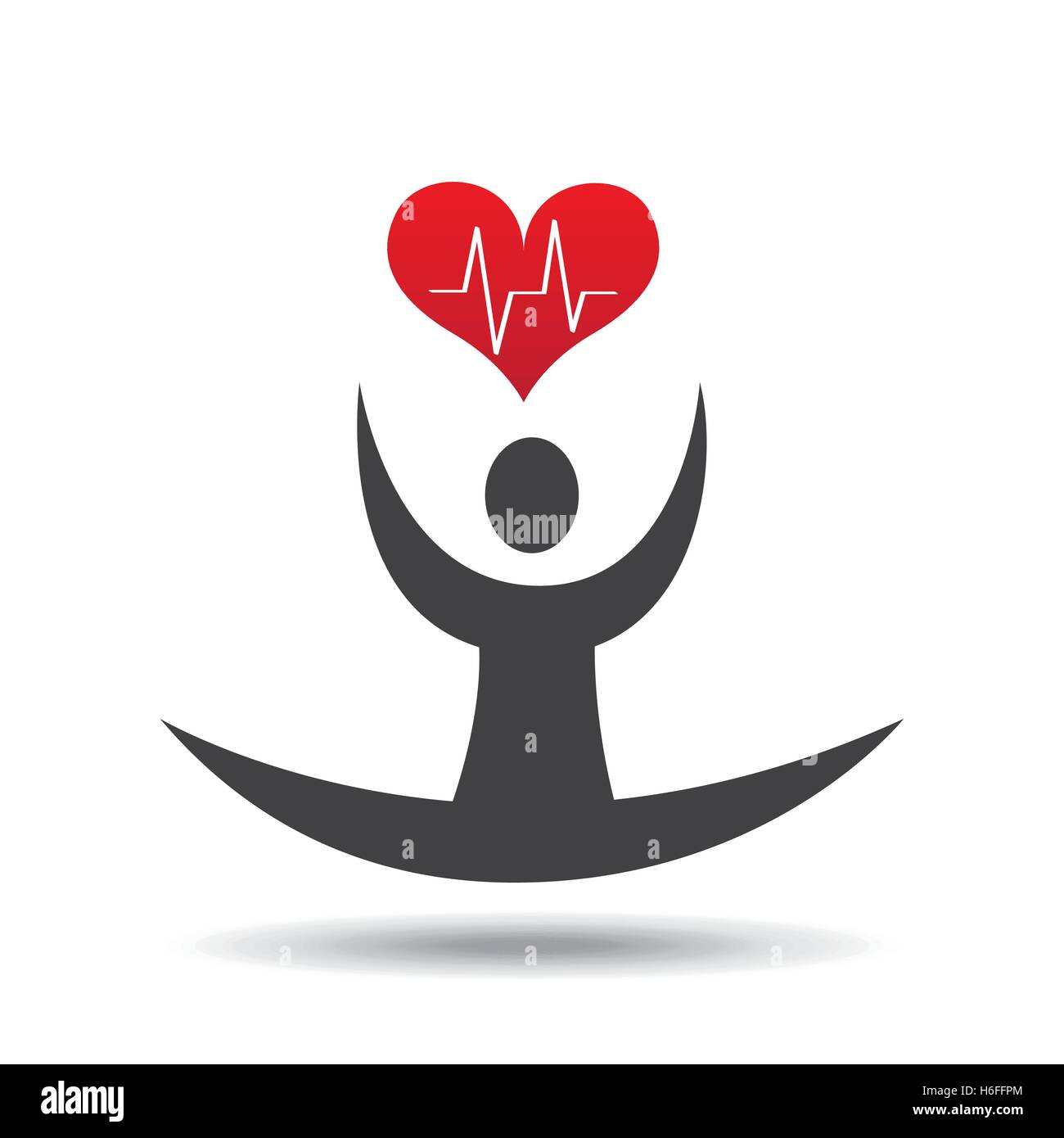 athlete silhouette flexible heart beat vector illustration Stock Vector ...