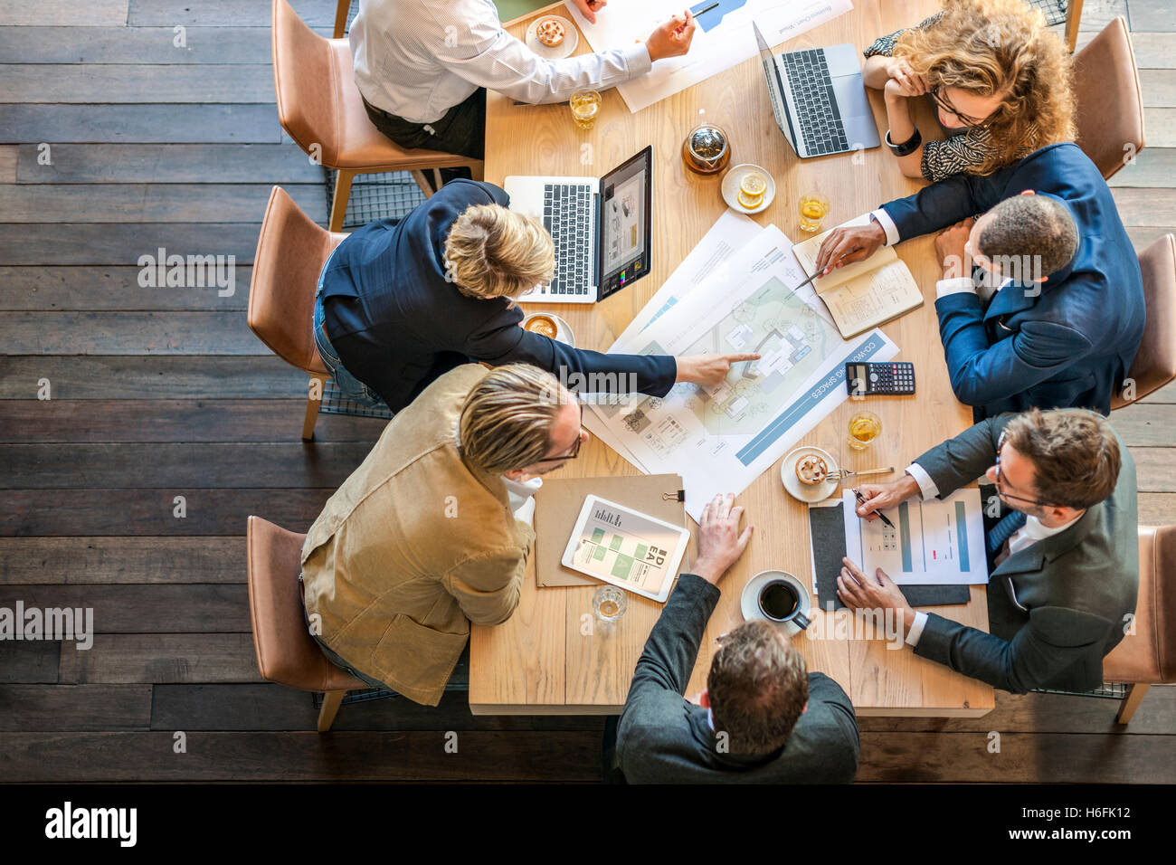 People Meeting Brainstorming Blueprint Design Concept Stock Photo - Alamy