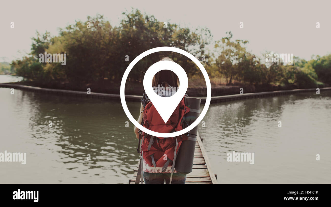 Pin DIstance Marker Navigation Positioning Concept Stock Photo Alamy