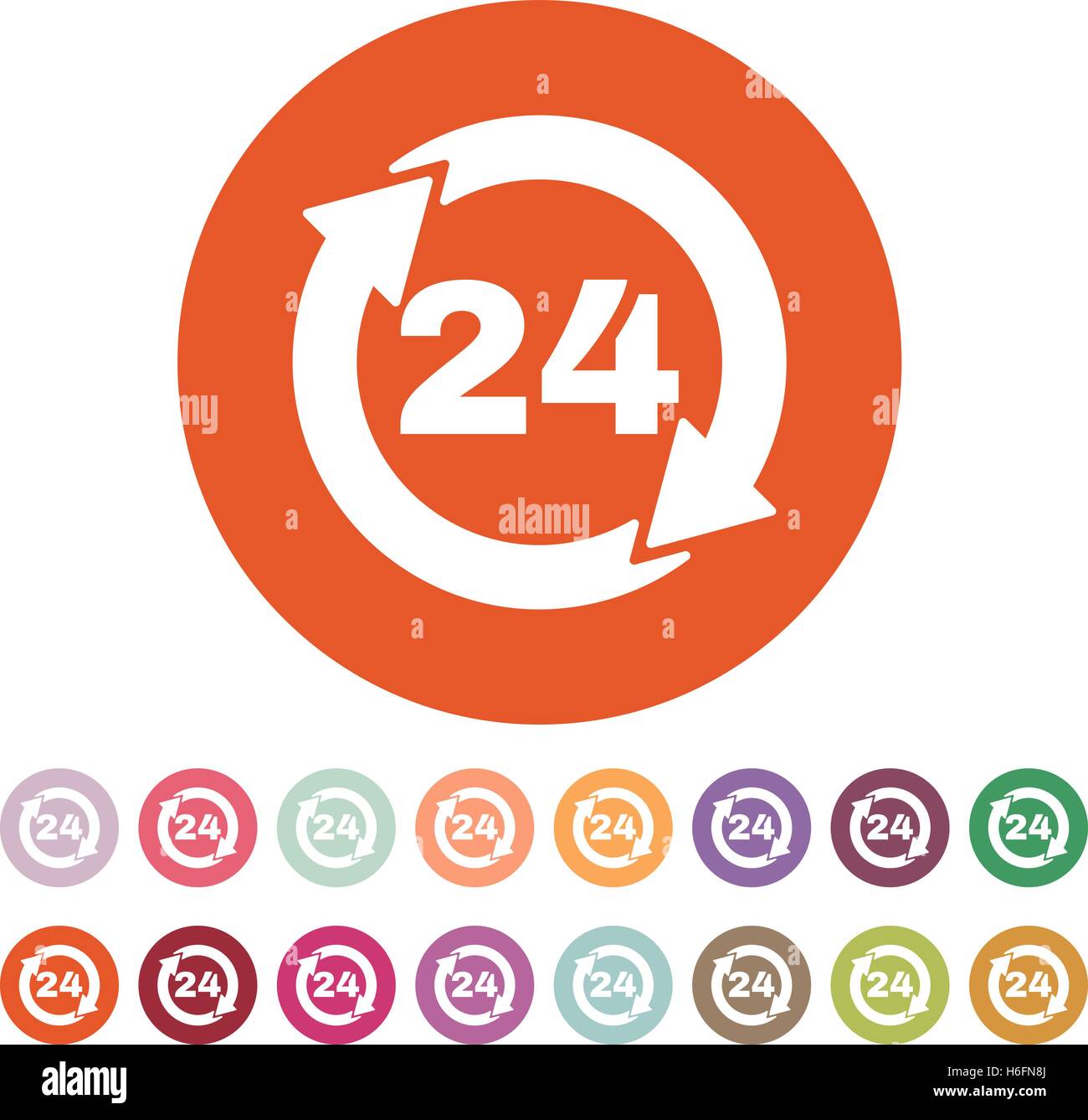 The 24 hours icon. Twenty-four hours open symbol. Flat Vector ...