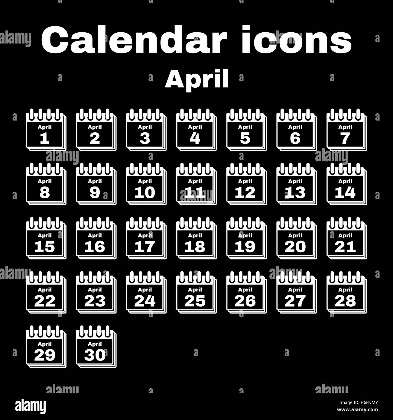 The calendar icon. April symbol. Flat Vector illustration. Set Stock ...