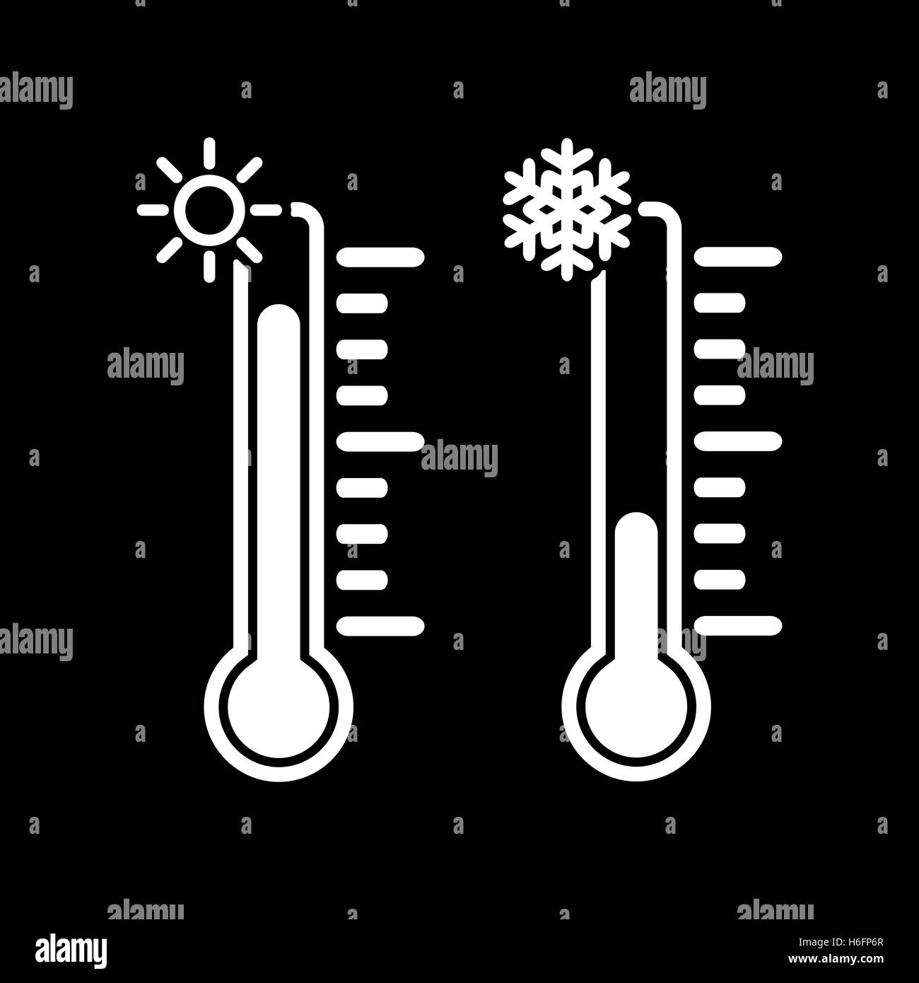The thermometer icon. High and Low temperature symbol. Flat Vector ...