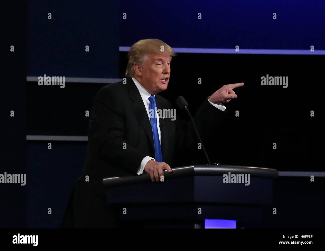 Republican nominee Donald Trump during the first US presidential debate ...