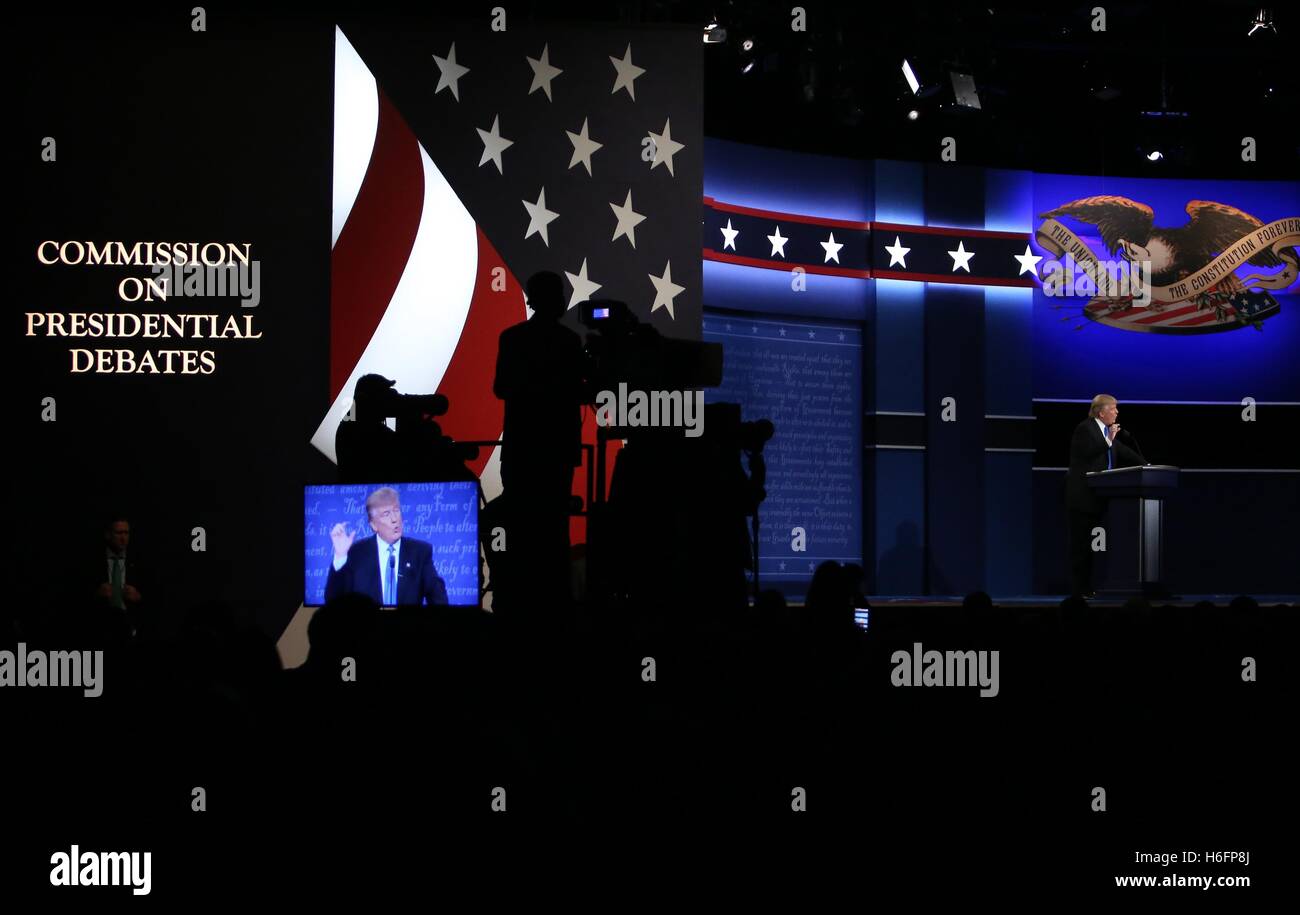 Republican nominee Donald Trump during the first US presidential debate ...