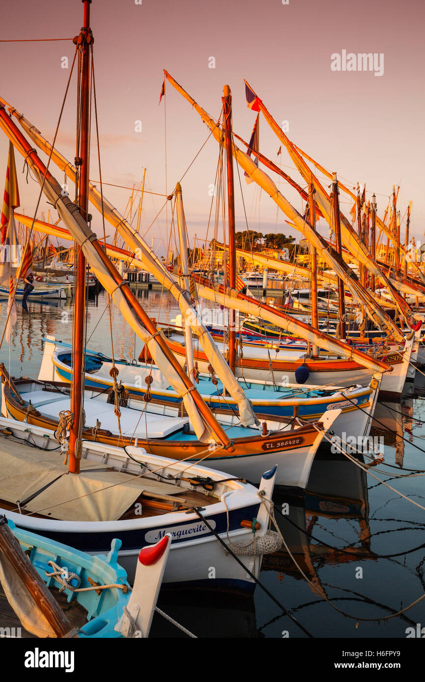 Fishing boats at fishing port, Marina, old harbour. Village of Bandol. Var department, Provence Alpes Cote d'Azur French Riviera Stock Photo