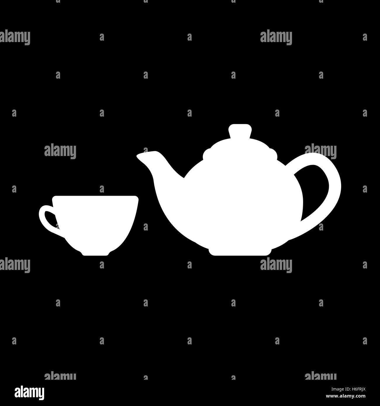 The teapot and cup icon. Tea symbol. Flat Vector illustration Stock
