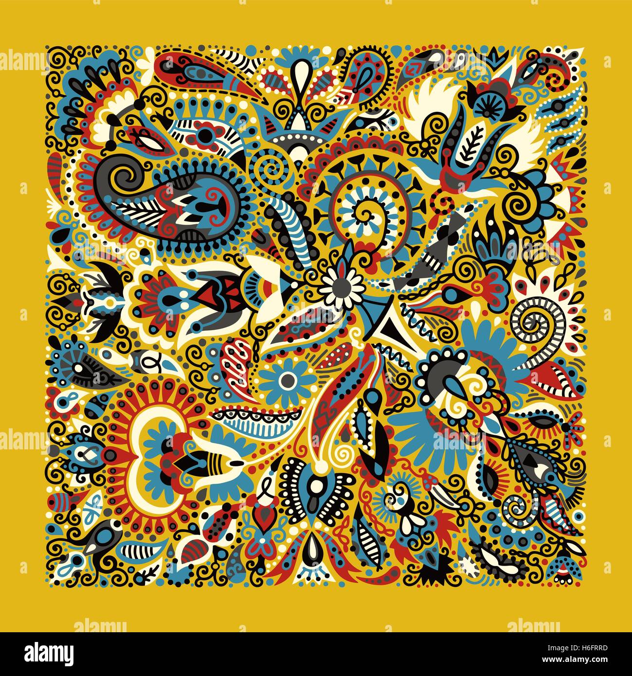 ukrainian traditional ethnic painting, floral pattern in ethno s Stock