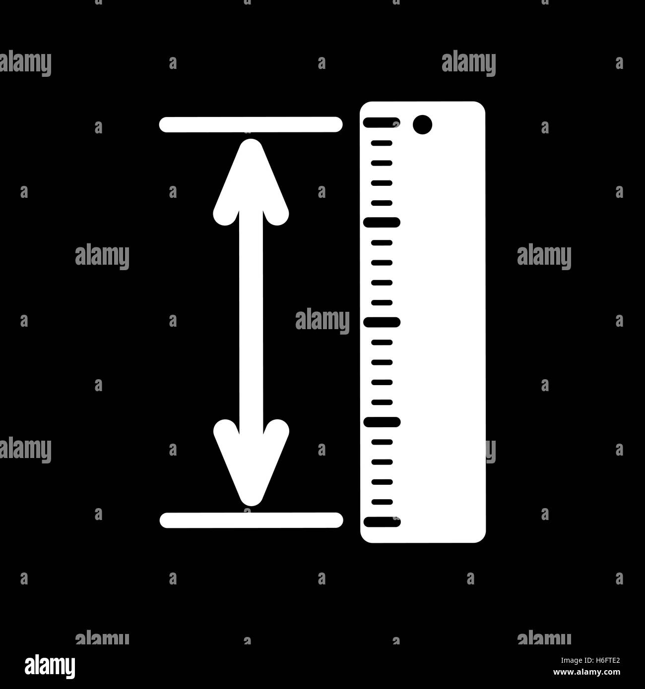 The measuring height and length icon. Ruler, straightedge, scale symbol
