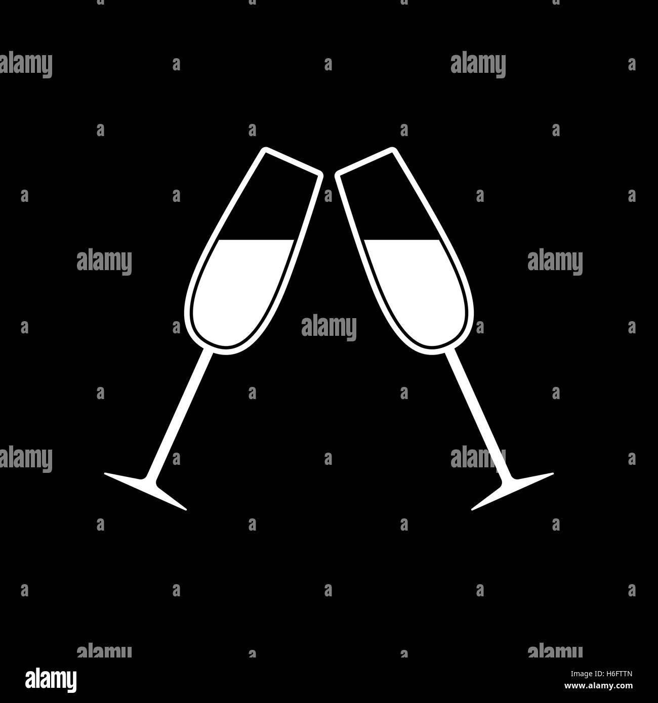 The clink glasses icon. Wineglass and goblet, celebration symbol. Flat