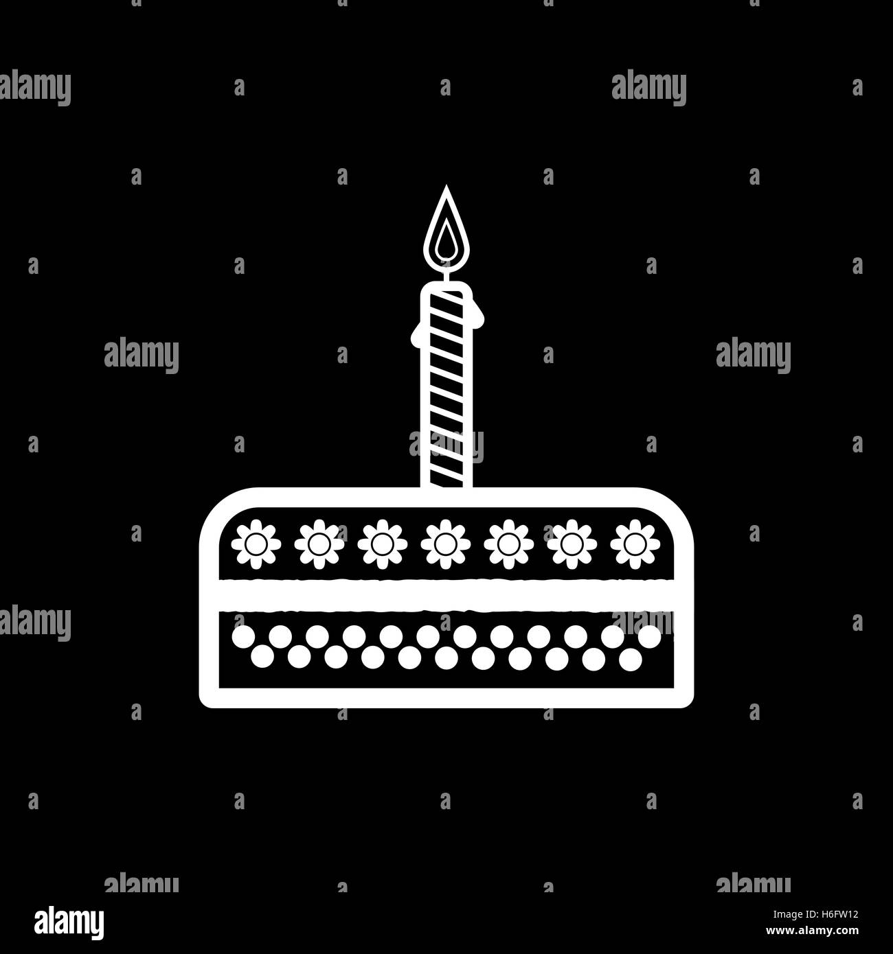 Birthday cake sign icon. Cake with burning candle symbol. Vector