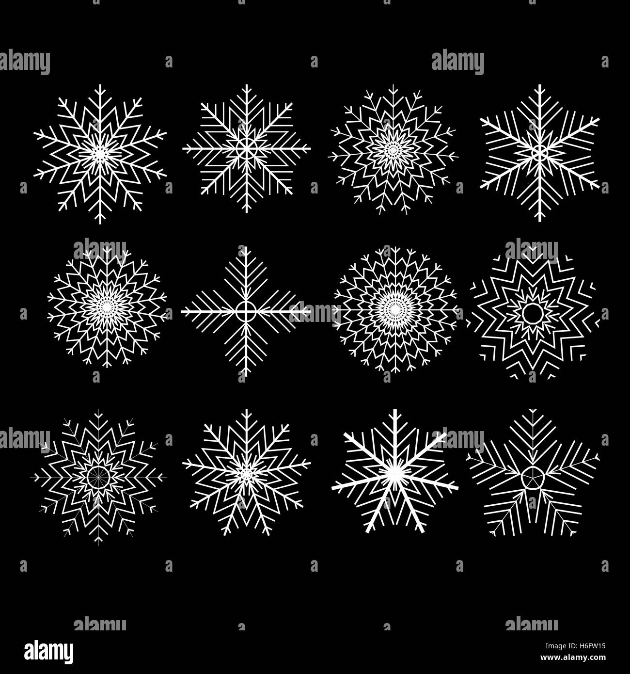 The Set of 12 vector abstract snowflakes Stock Vector Image & Art - Alamy